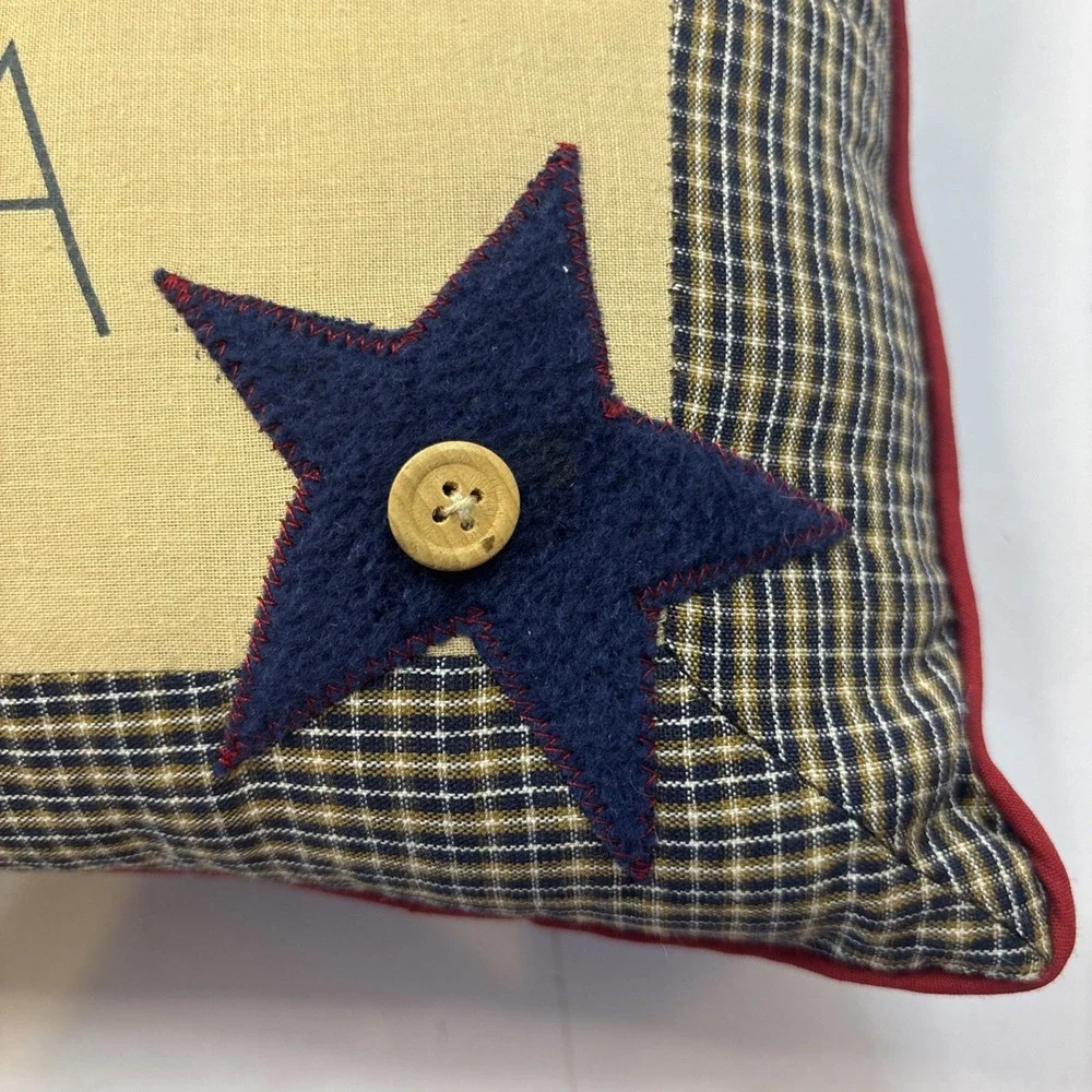 Embroidered Felt Stars Patriotic Inspired Pillow God Bless‎ America 14x10